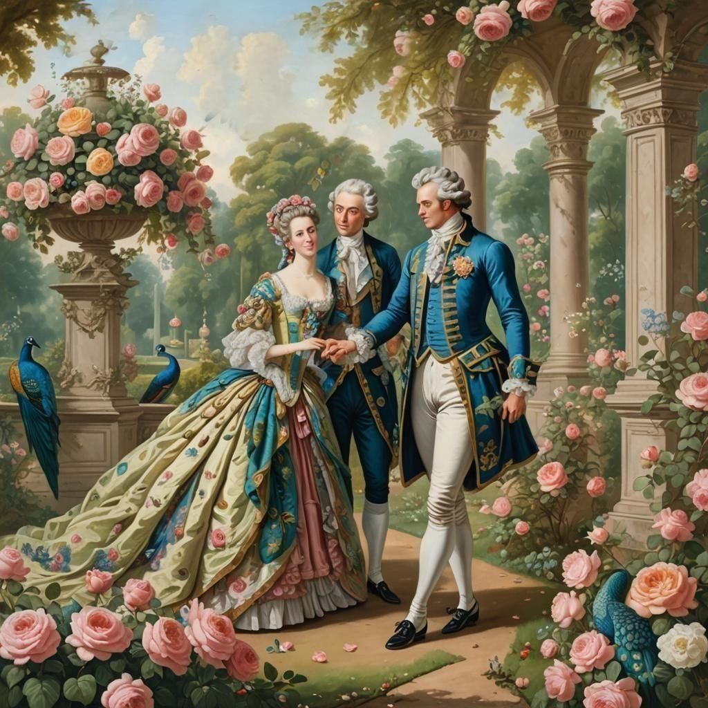 Rococo Couple in Palladian Garden