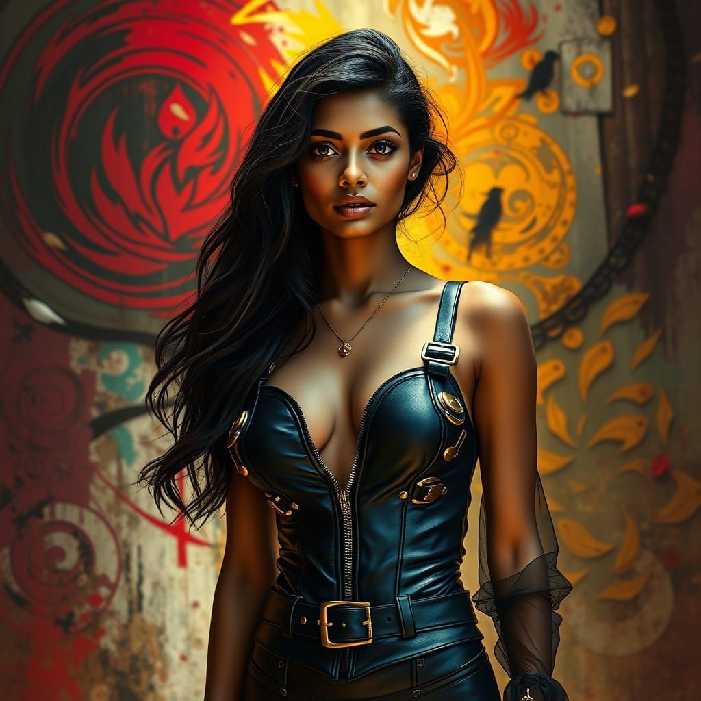 Elegant Sri Lankan Goddess in Dark Fantasy Attire