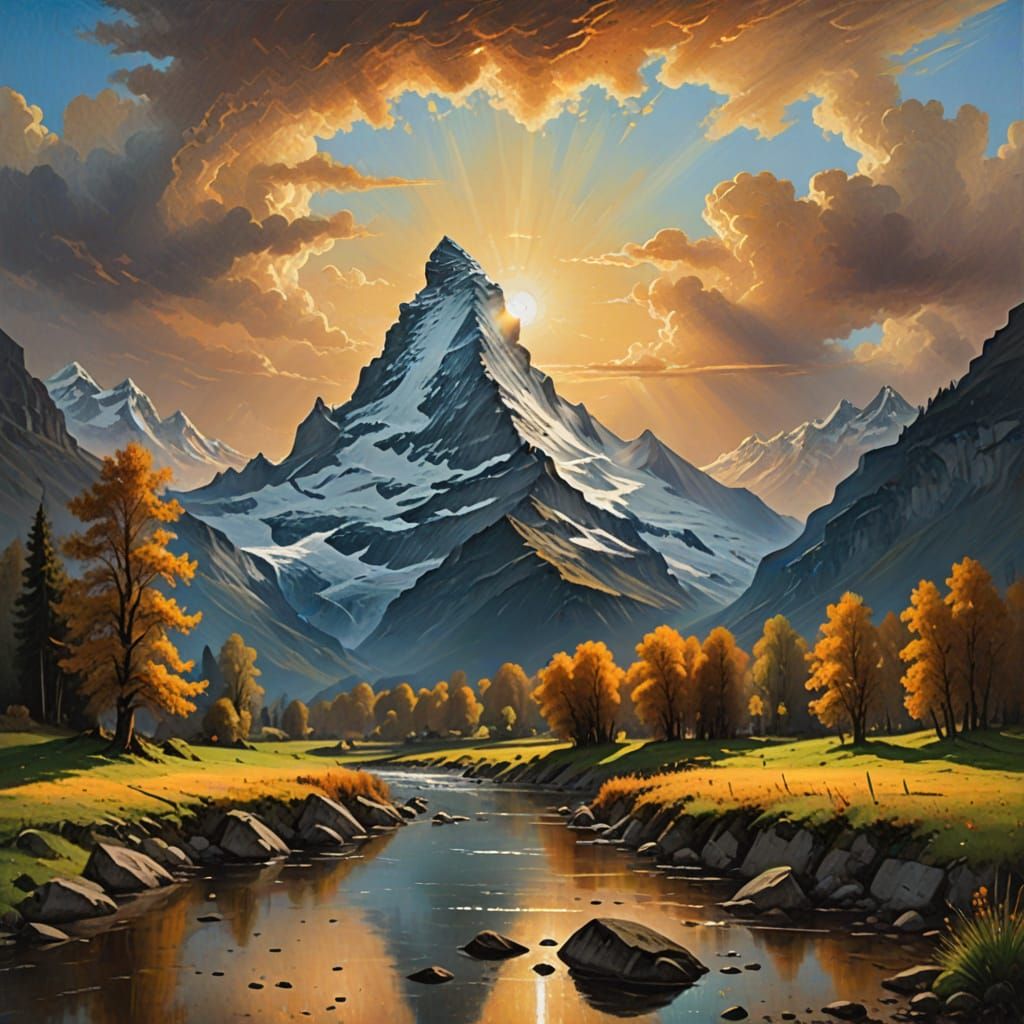 The Matterhorn in a Dreamy Swiss Landscape