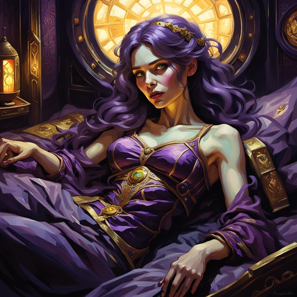 Dark Fantasy Gamer in Eerie Lit Chamber