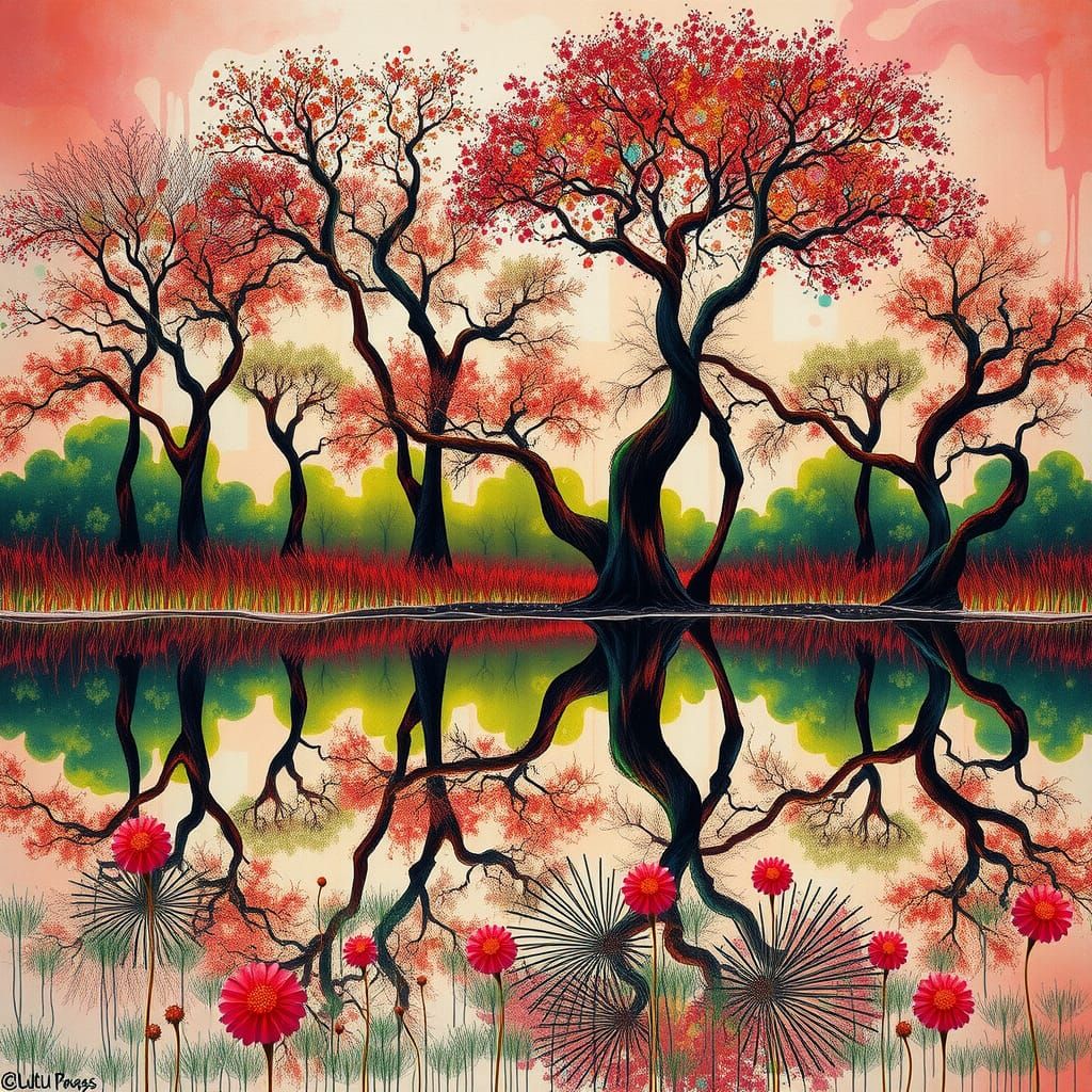 Stylised tree landscape