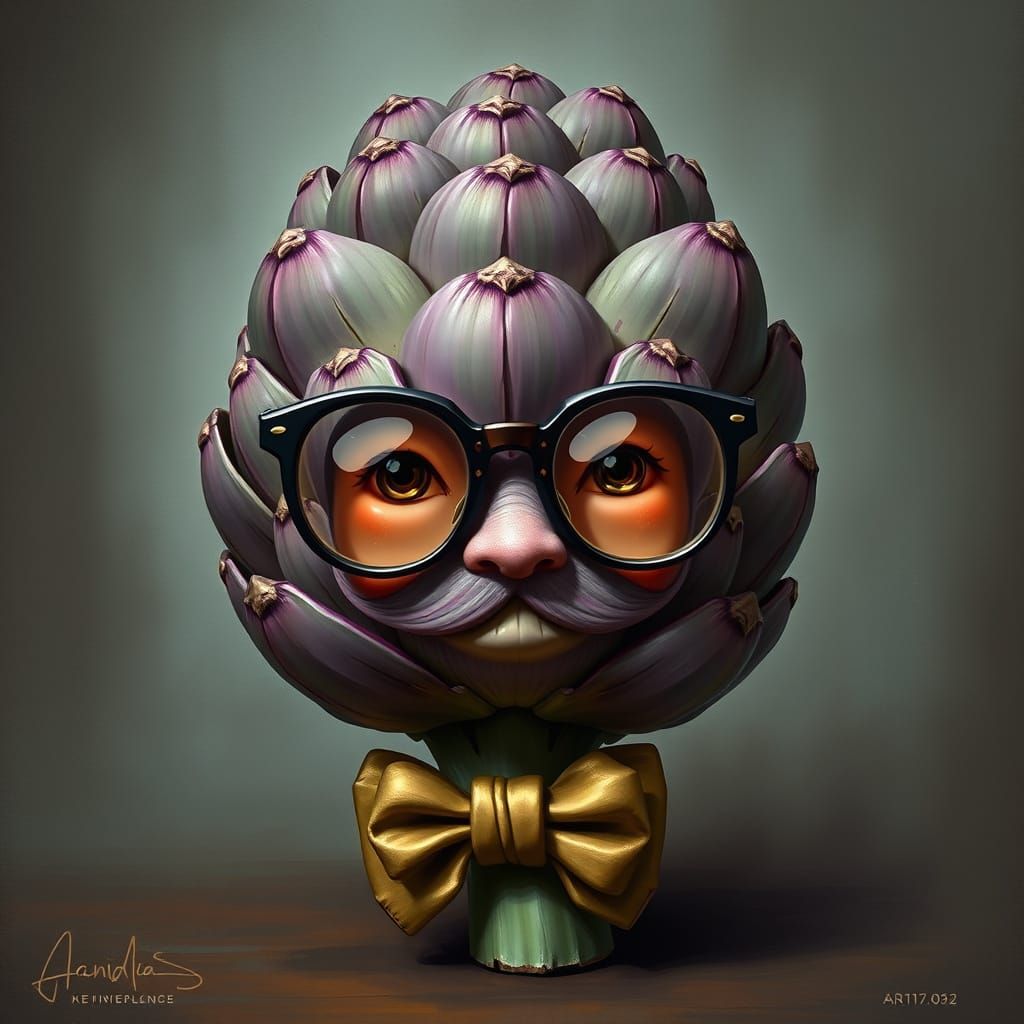 Vibrant Artichoke Concept Art with Intellectual Whimsy