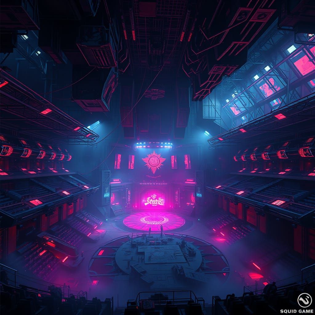 Dystopian Arena in a Hauntingly Beautiful Squid Game Landsca...