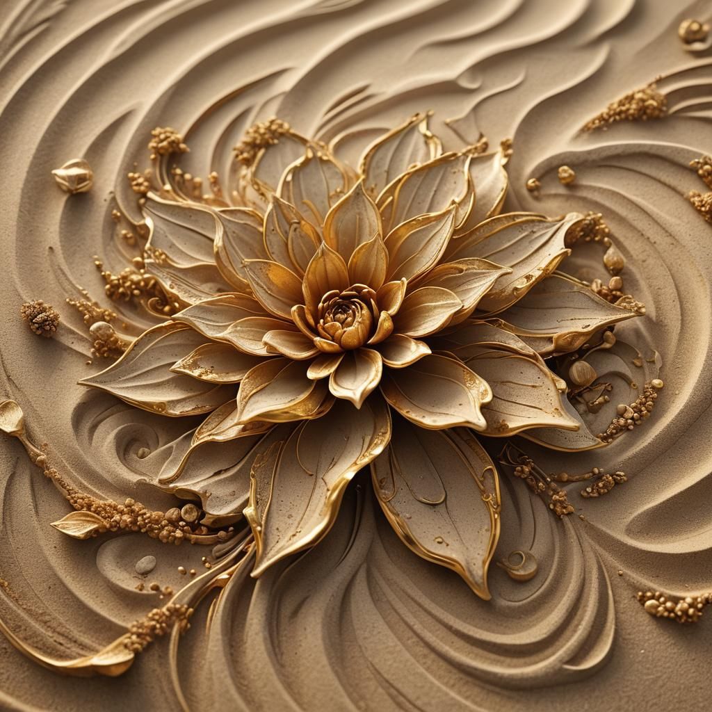 Abstract Expressionism: Flower Symbol in Sand