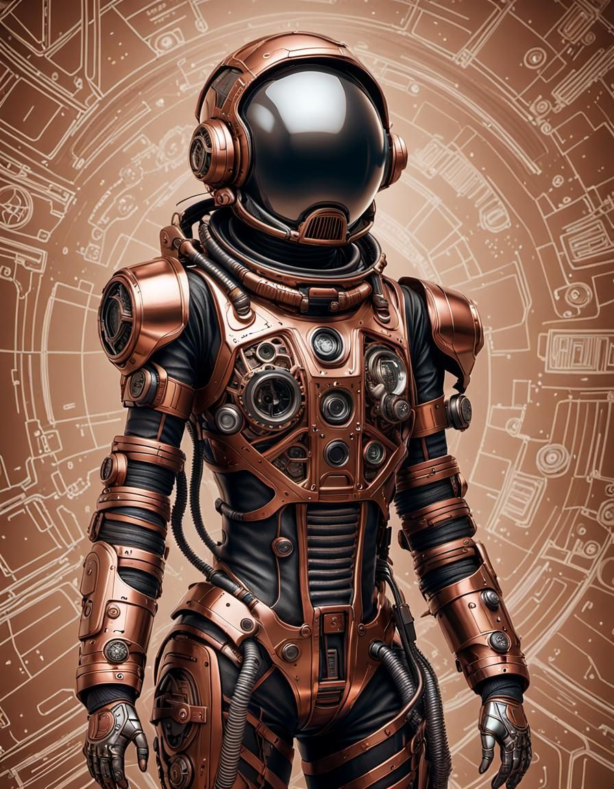Intricate Interdimensional Spacesuit Engineering Drawing