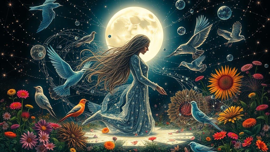 Cosmic Goddess Unveils Mystical Worlds in Dreamlike Artistry