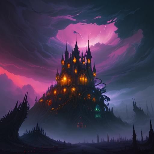 Dark Queen in Twisted Candyland: A Digital Gouache Painting