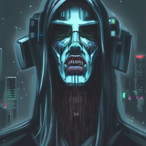 Cyberpunk Wendigo: A Fusion of Flesh and Tech