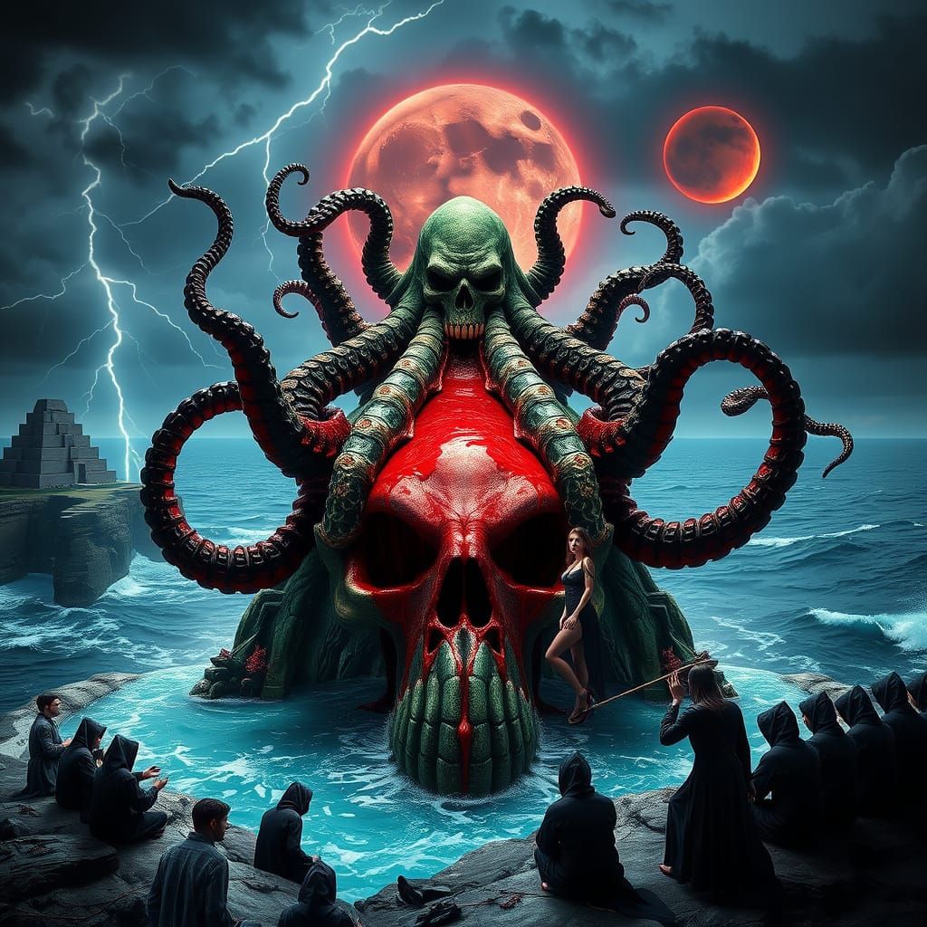 Cthulhu Ritual at Blood Altar: Dark Surrealism