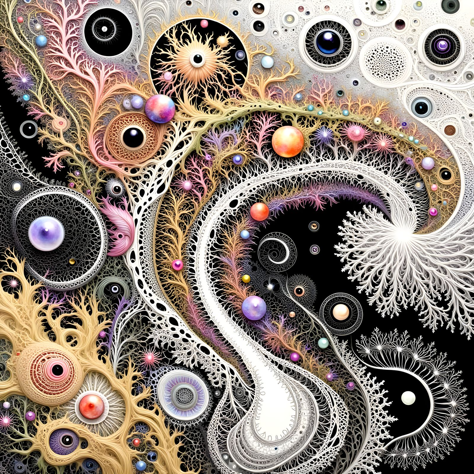 Abstract Spirit Face Soars Over Wavy Sea