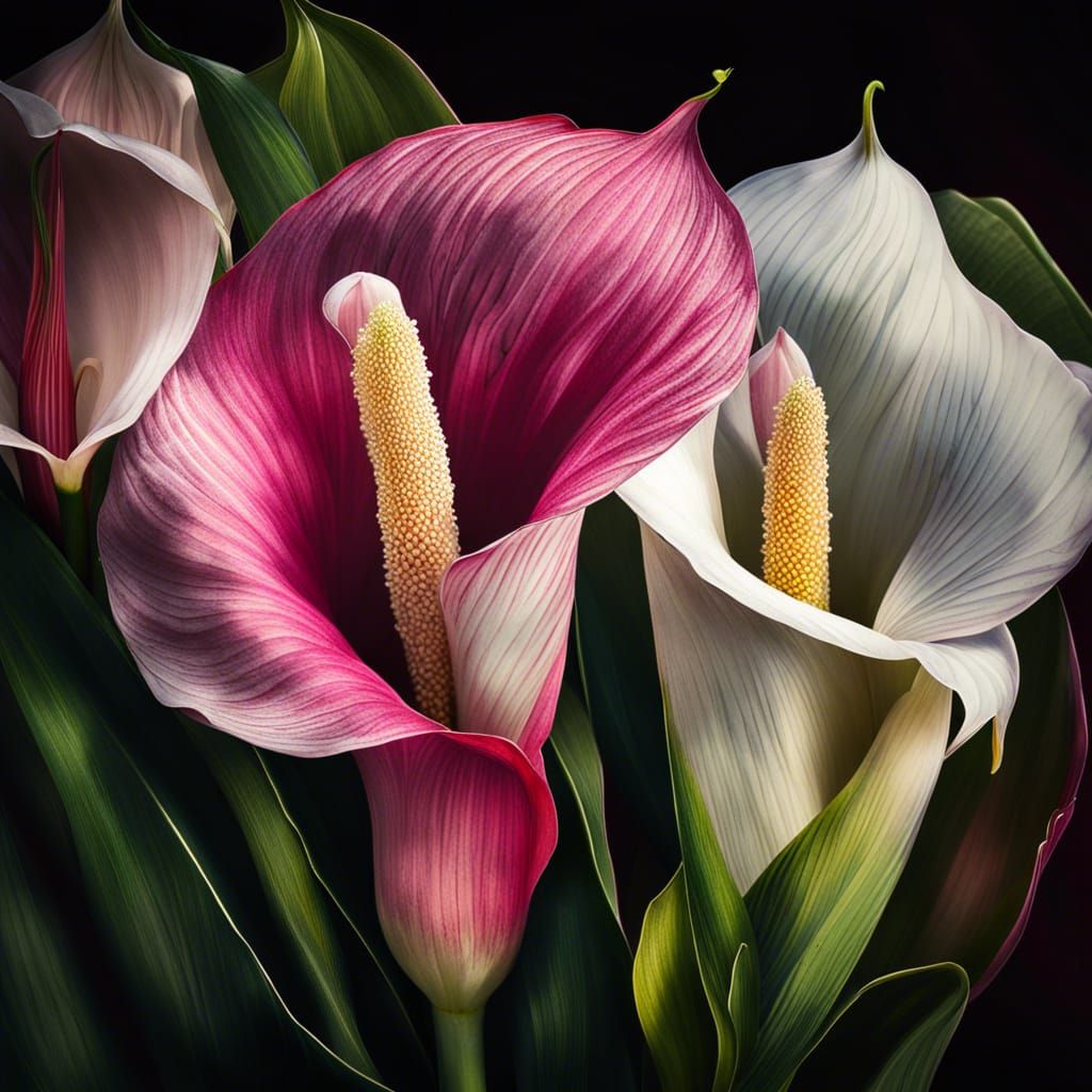 Pink and White Calla Lilies and Hibiscus