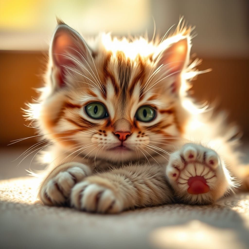 Hyper Realistic Portrait of a Snuggly Baby Cat