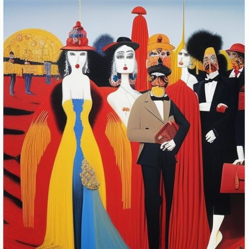 Surreal Fashion Painting in Abstract Expressionist Style