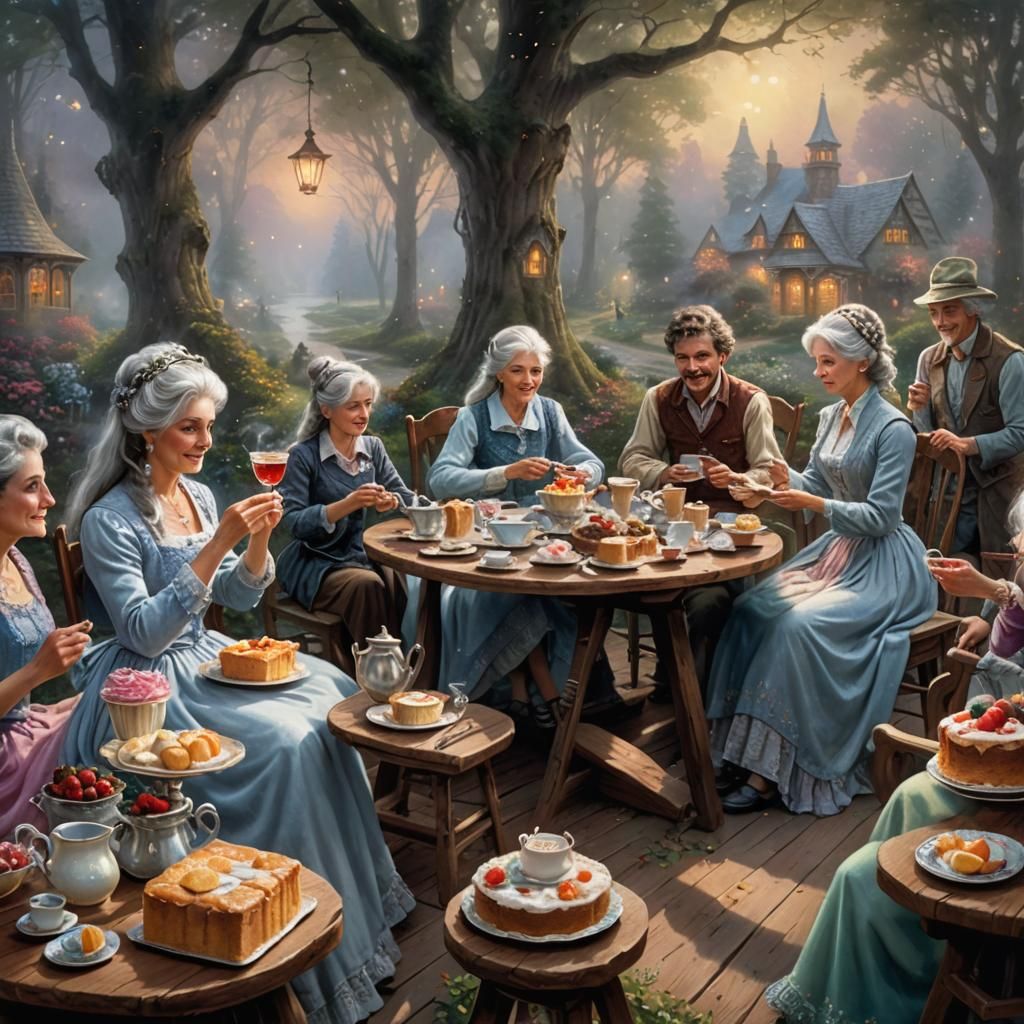 Ethereal Fantasy Tea Party in Hyperdetailed Style