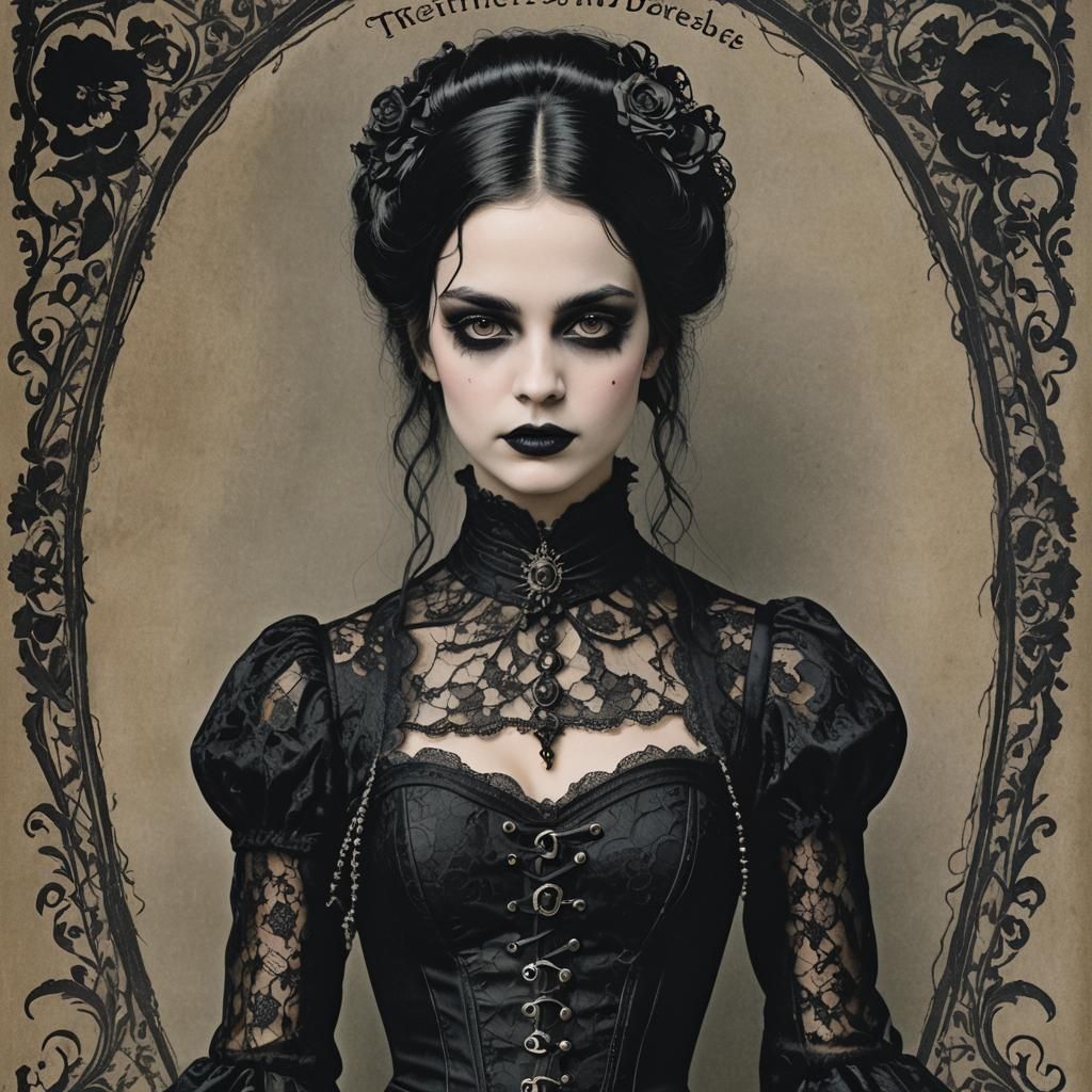 Gothic Magazine Cover Featuring Woman in Lace Dress