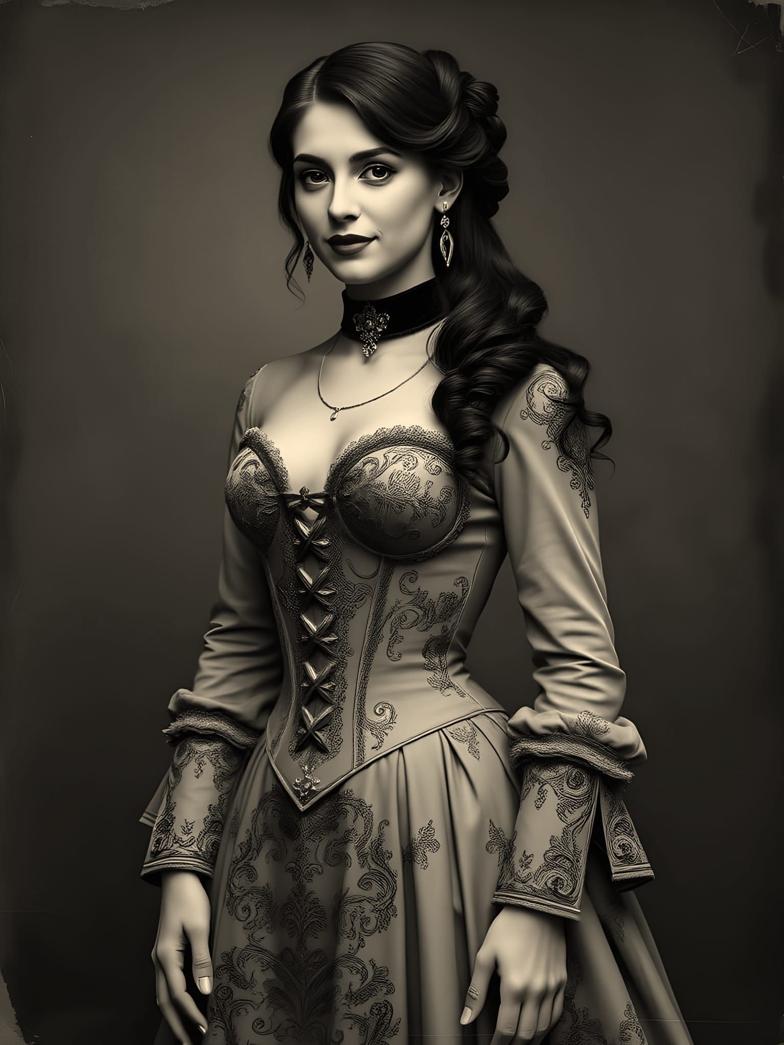 Beautiful Italian Woman in 1860s Daguerreotype Style