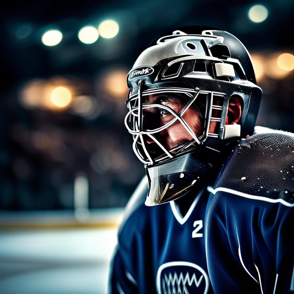 Hockey Goaltender's Winter Dream in Hyperreal Detail