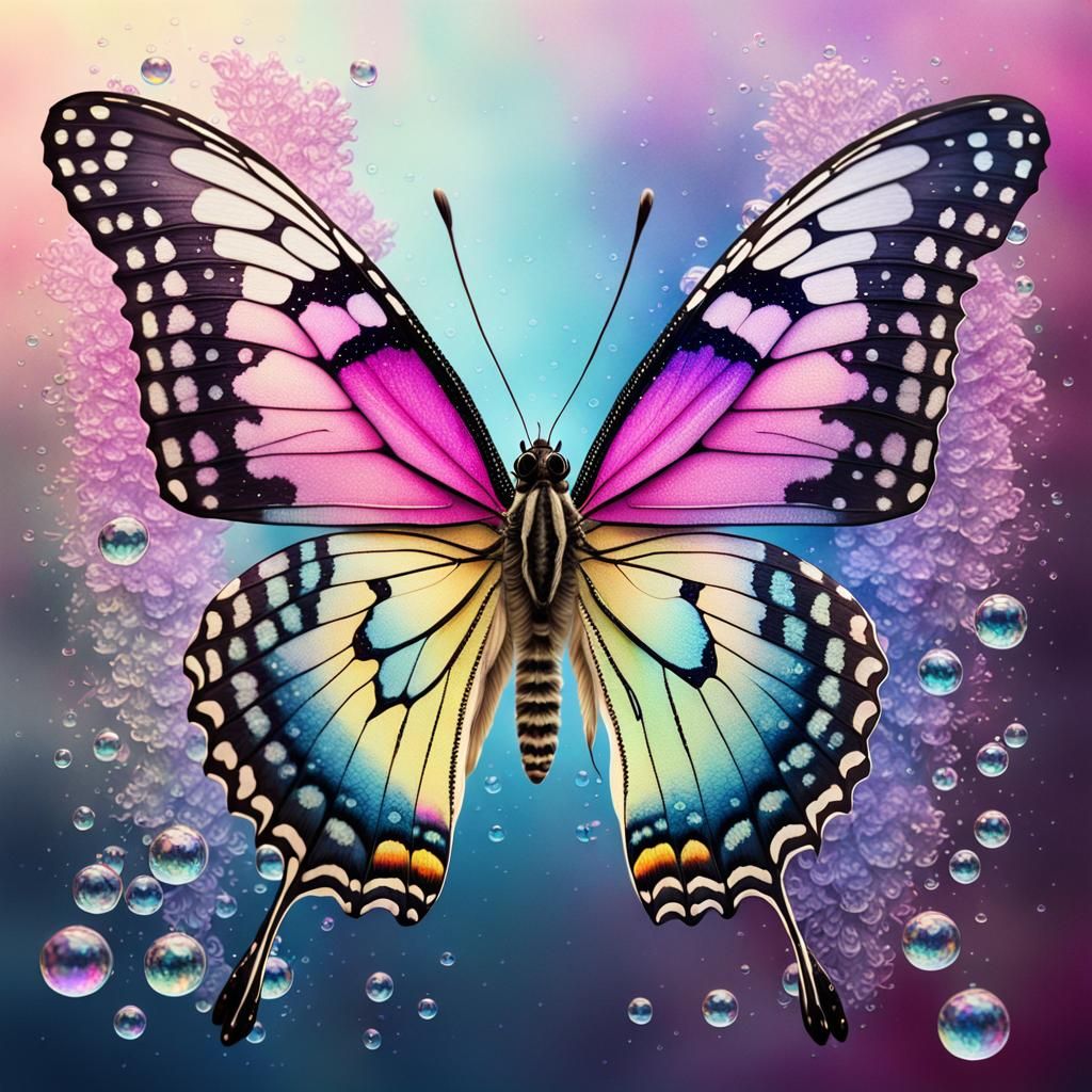 Holographic Butterfly Watercolor Concept Art