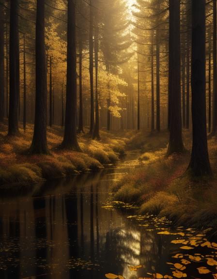 Mystical Forest with Golden Hues in Ultra HD