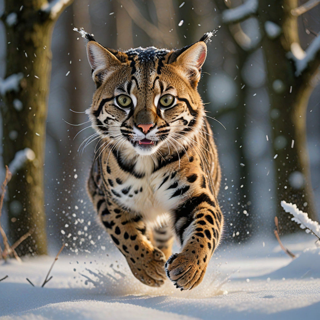Margay Cat Caught in Mid-Air Joy