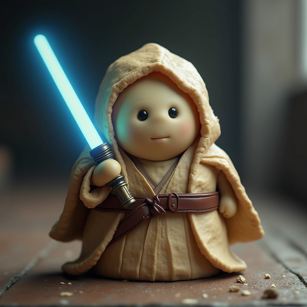 Whimsical Heroic Dough Figure as Jedi Master