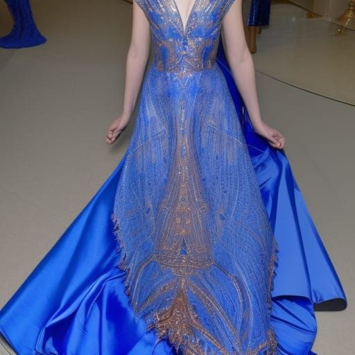 Ethereal cobalt blue met gala dress made of cobalt blue Silk...