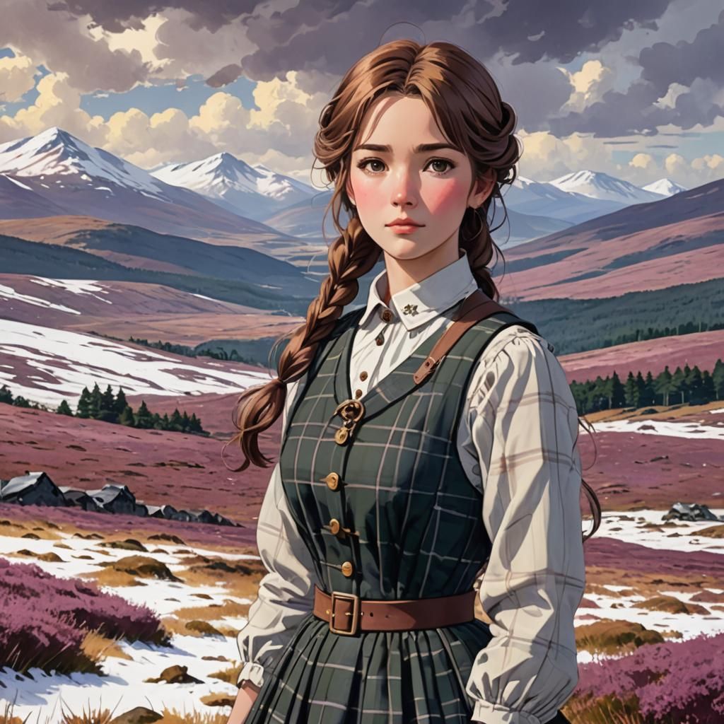 Scottish Woman Portrait in Anime Style