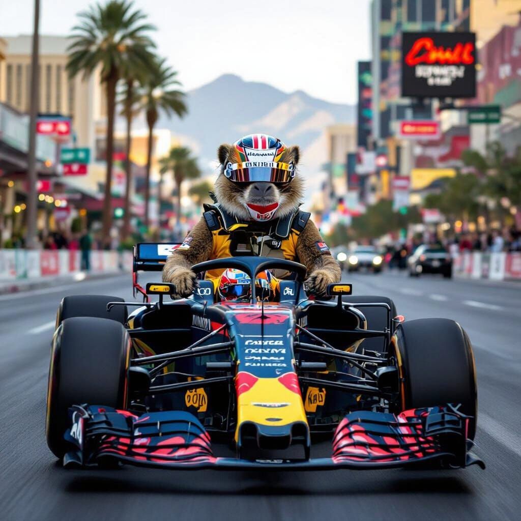 Baboon Races in Formula 1 Car Graffiti Art