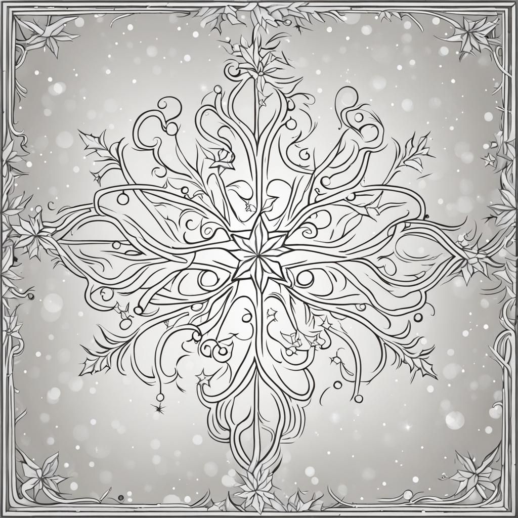 Simple Christmas Snowflake Outline with Transparent Center