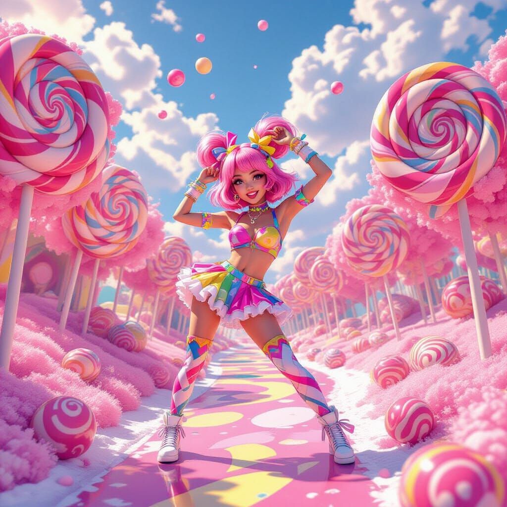 Labubu in Candyland: Hyperrealistic Digital Illustration
