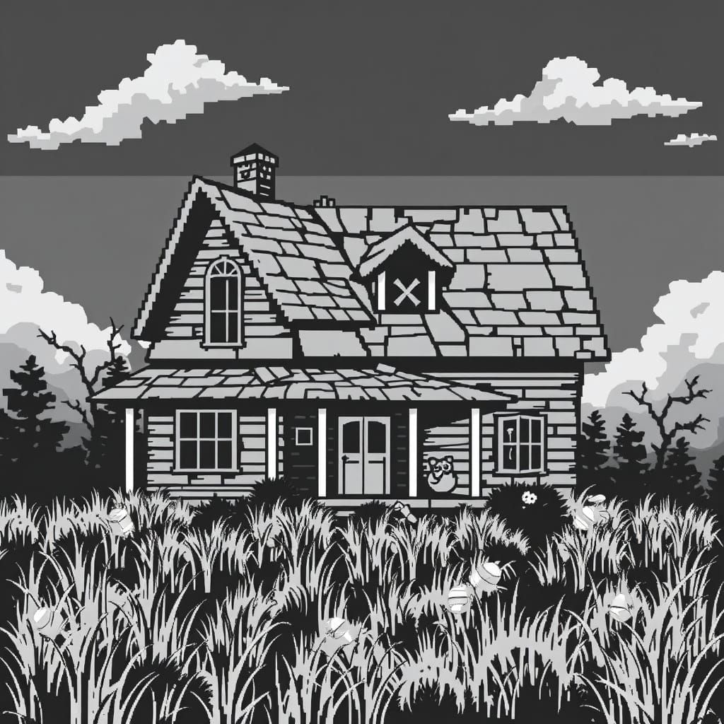 Abandoned Haunted Mansion in Pixel Art