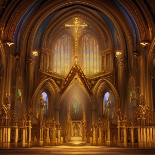 Cathedral with Angels: Detailed Digital Matte Painting