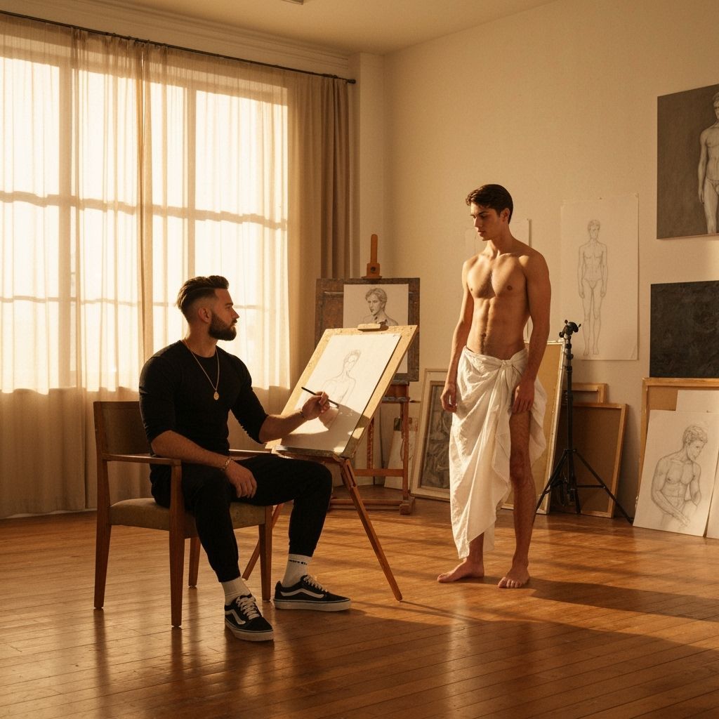 Golden Hour in Modern Art Studio with Male Model