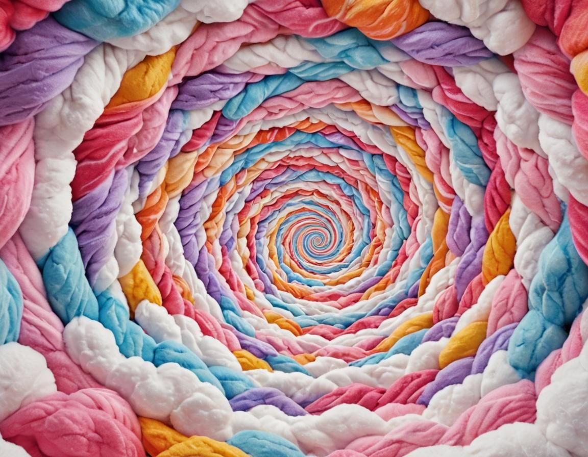 Colorful Cotton Wool Tunnel in Candyland Wonderland