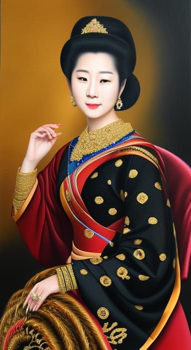 Benizuri-E Style Portrait of a Lady