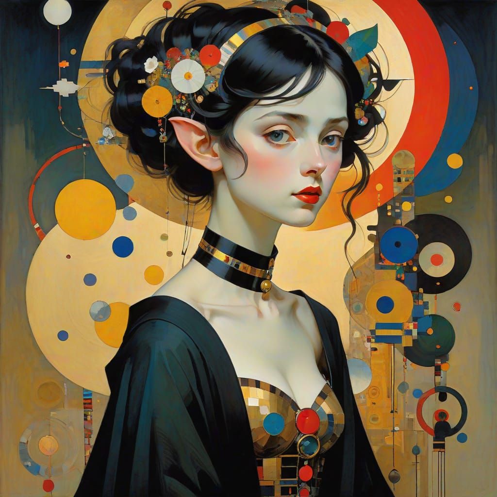 Vibrant Whimsy in a Dreamlike Klimt-Inspired Realm