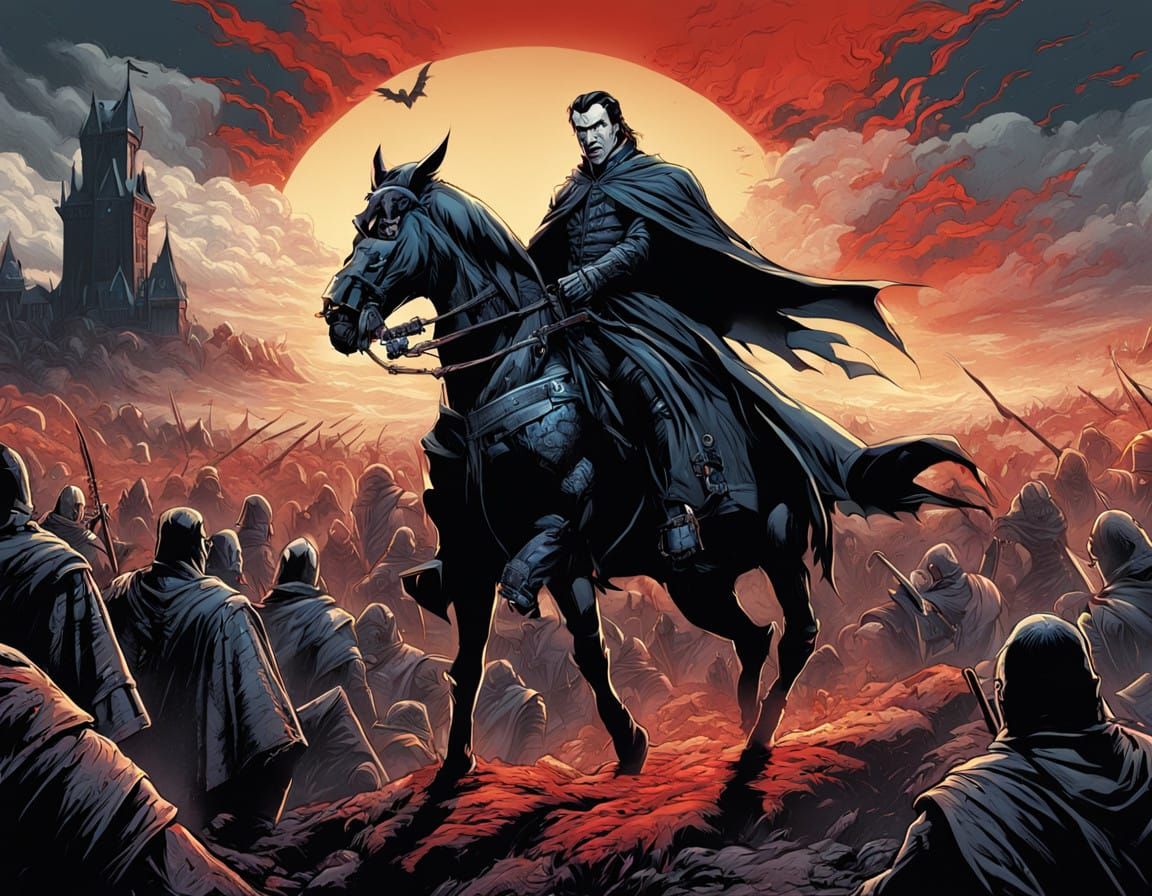 Vampire Lord in Epic Hyperrealistic Battle Scene