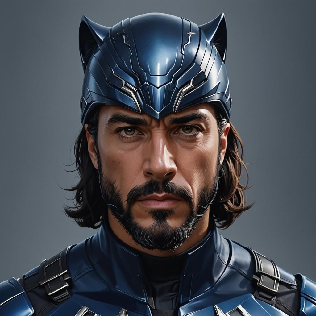 Hyperrealistic Businessman in Armored Spandex, Digital Art