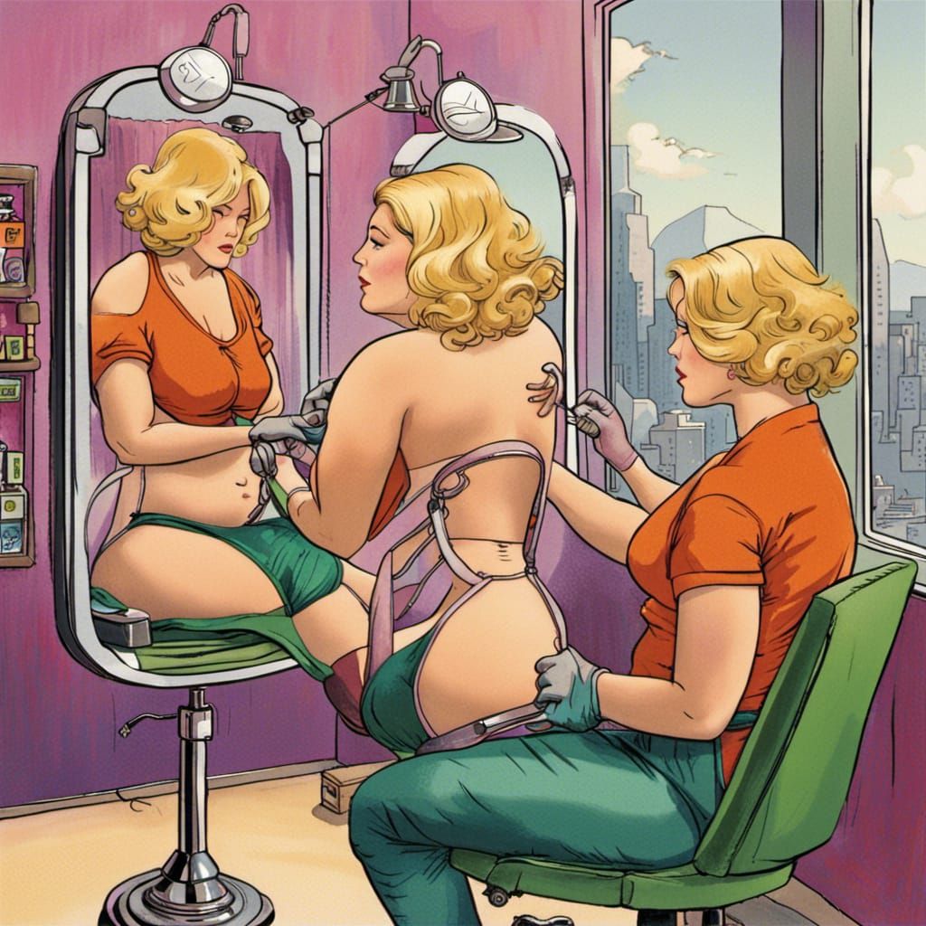 Blonde Supergoddess in Martian Art Deco City