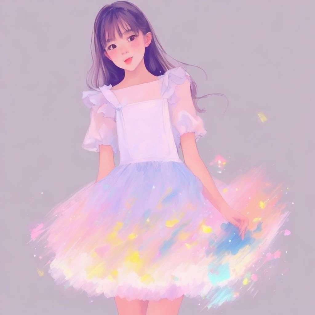 Anime Girl Portrait with Luminous Digital Painting Effects