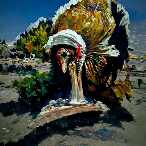 Realistic Turkey Portrait as Oil Painting