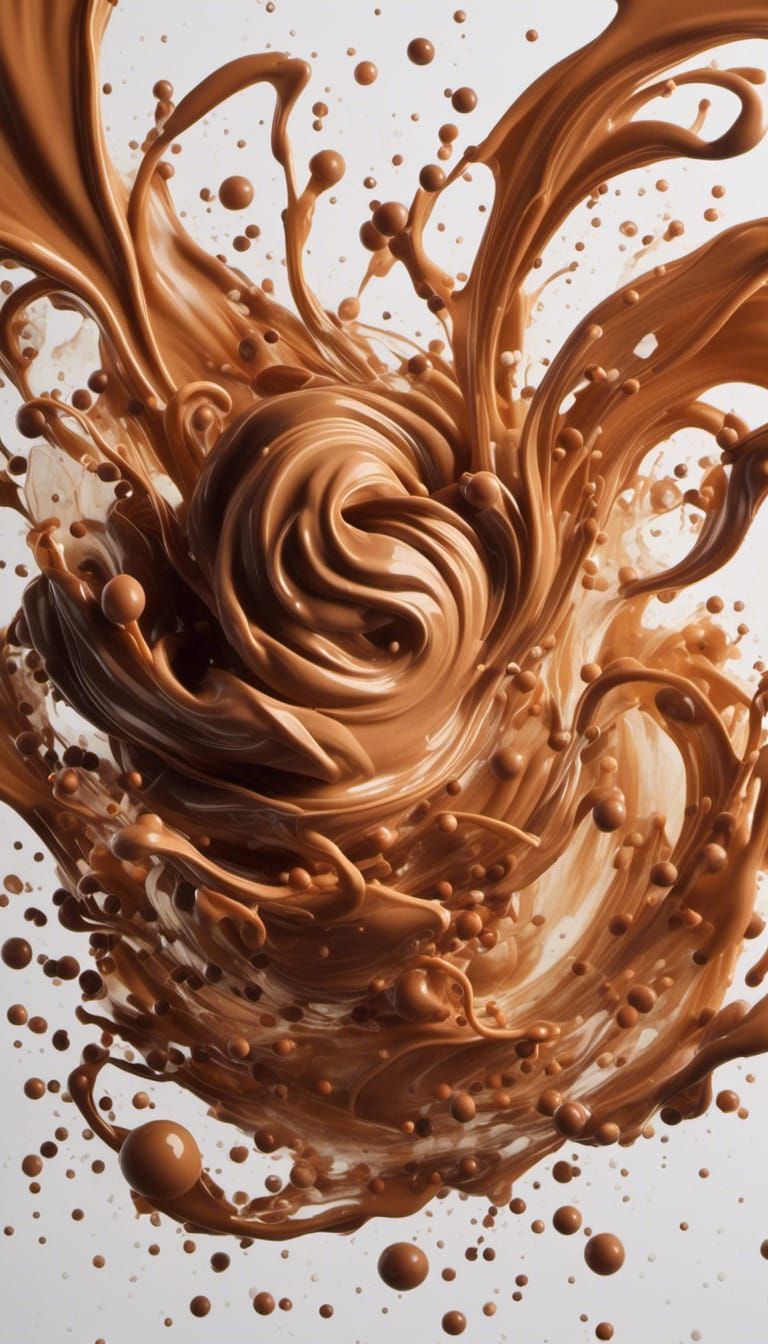 Whimsical Milk and Chocolate Splash in Oil Painting Style