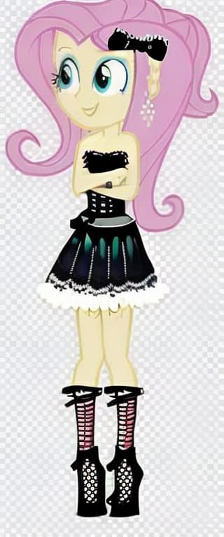 Gothic Woman in Black Corset and Dress