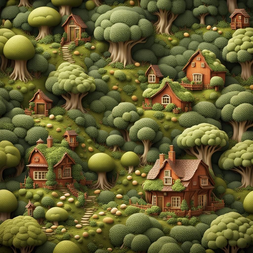 Lush Food Forest in Edible Landscape Art