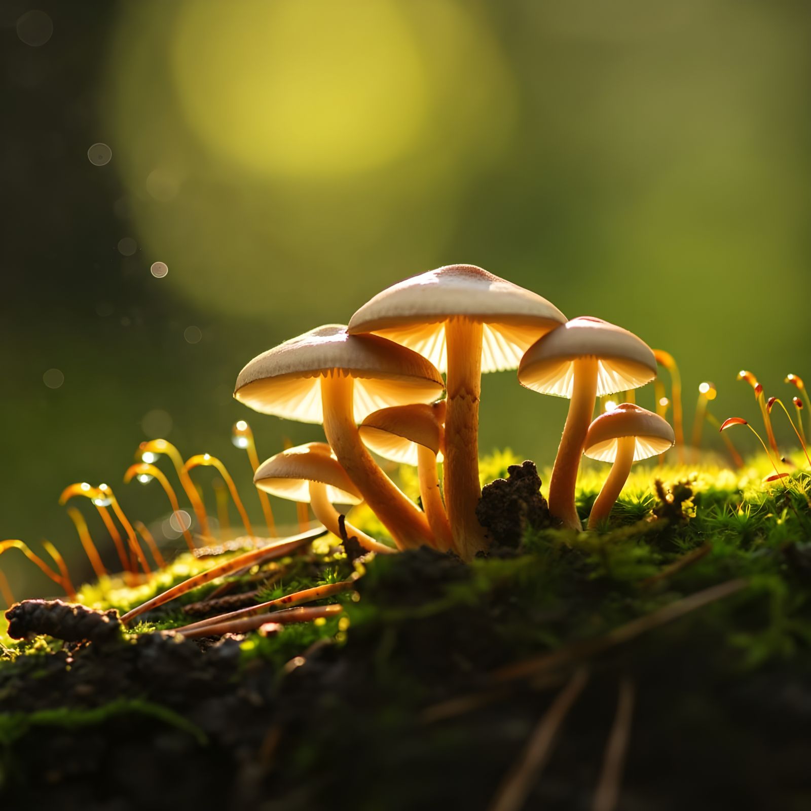 Surreal Forest Fungi Formations in Ethereal Light