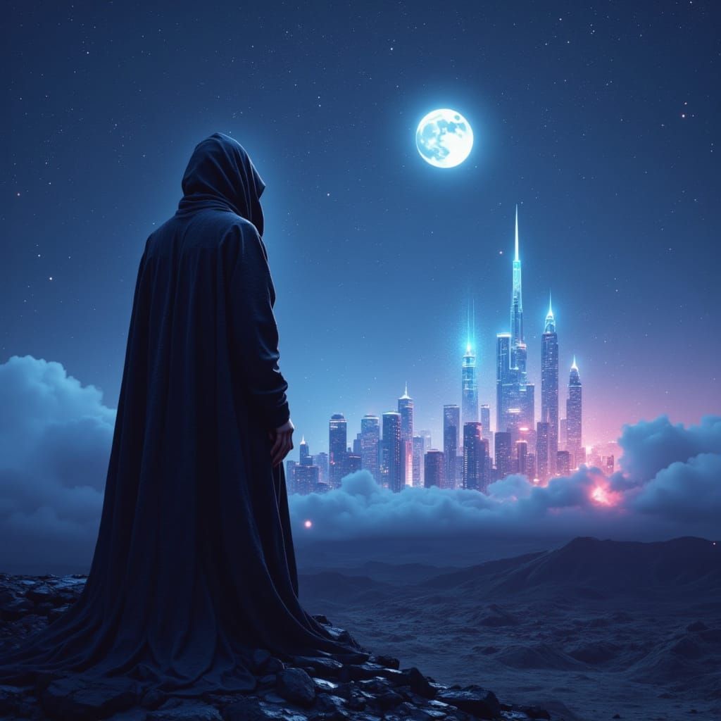 Ethereal Anxiety in a Futuristic Landscape