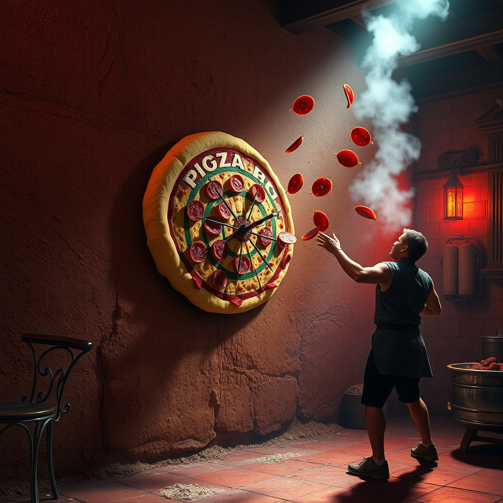 Pizza Dartboard: A Culinary Sport in Earthy Tones