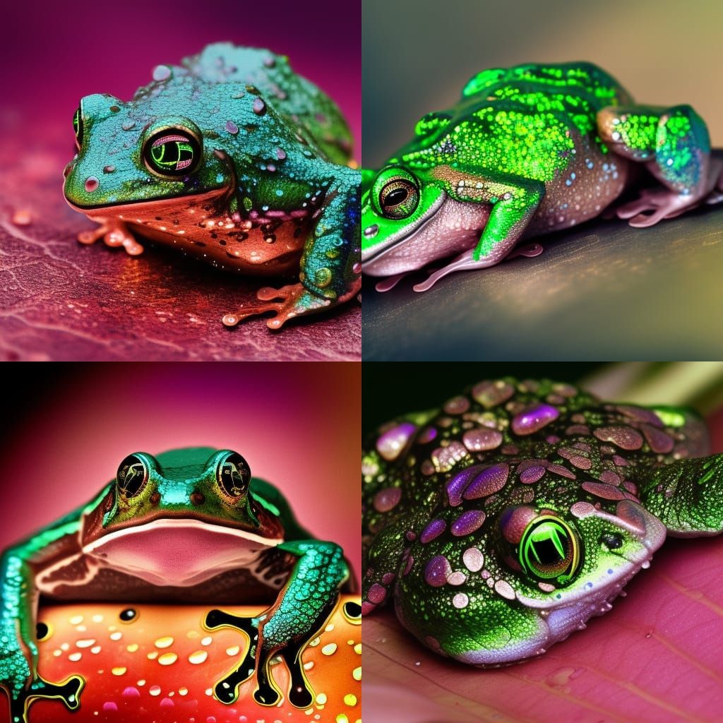 Iridescent Rain Frog in Hyperreal Style