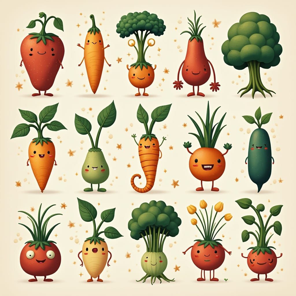 Zodiac Signs as Whimsical Vegetable Art