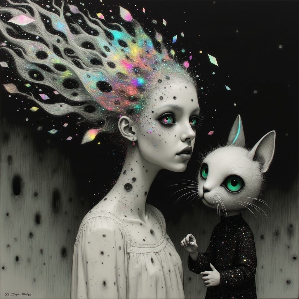 Surreal Anime Goddess Shatters into Glass Shards